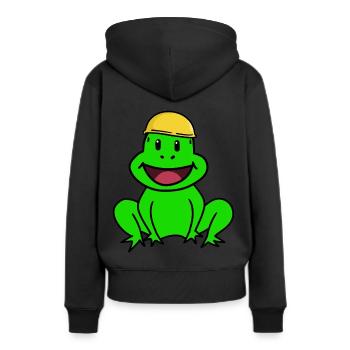 Handwerker Baustellen Frosch Schutzhelm Chef Kröte - Frauen Premium Bio Hoodie - Schwarz - Hinten - Julia (174cm)