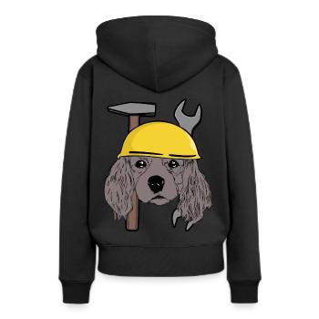 Tête de chien Casque de sécurité de chien Chantier de construction Enfant commercial - Sweat à capuche Premium bio Femme - noir - Dos - Julia (174cm)