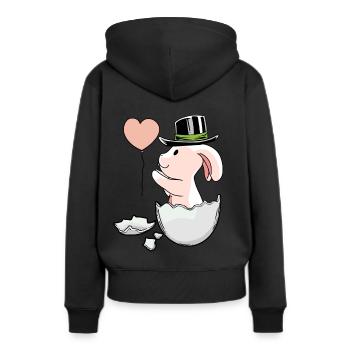 Lapin de Pâques Ballon Oeuf Coquille Lapin de Pâques - Sweat à capuche Premium bio Femme - noir - Dos - Julia (174cm)