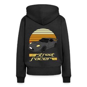 Voiture de sport de course sur route PS Voiture de sport - Sweat à capuche Premium bio Femme - noir - Dos - Julia (174cm)