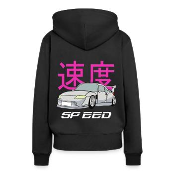 Motorsport Sports Car PS Fan - Sweat à capuche Premium bio Femme - noir - Dos - Julia (174cm)