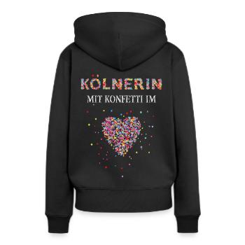 Kölnerin Konfetti im Herz Köln Karneval Fasching - Frauen Premium Bio Hoodie - Schwarz - Hinten - Julia (174cm)
