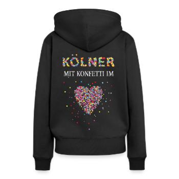 Kölner Konfetti im Herz Köln Karneval Fasching - Frauen Premium Bio Hoodie - Schwarz - Hinten - Julia (174cm)