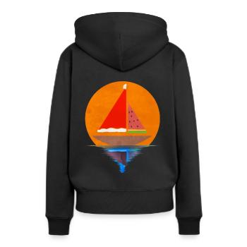 Sundown Sailing Ship Santas Hat Watermelon - Frauen Premium Bio Hoodie - Schwarz - Hinten - Julia (174cm)