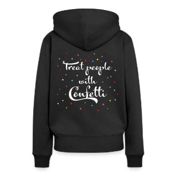 Offrez aux gens des confettis carnavalesque - Sweat à capuche Premium bio Femme - noir - Dos - Julia (174cm)