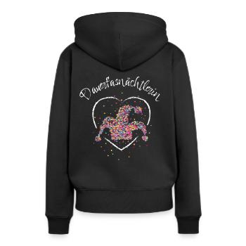 Fasnacht Närrin Narrenkappe Karneval Konfetti - Frauen Premium Bio Hoodie - Schwarz - Hinten - Julia (174cm)