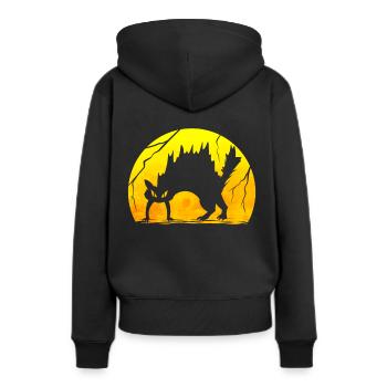 Scary Scared Black Cat Makes A Hump on Halloween - Frauen Premium Bio Hoodie - Schwarz - Hinten - Julia (174cm)