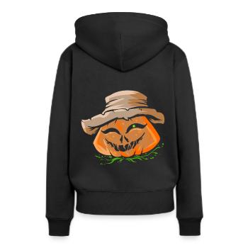 Lanterne de citrouille avec chapeau de fermier Jack O Lantern - Sweat à capuche Premium bio Femme - noir - Dos - Julia (174cm)