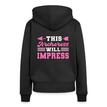 Bogenschiessen Bogenschütze Bogen Jäger Recurve La - Frauen Premium Bio Hoodie - Schwarz - Hinten - Julia (174cm)