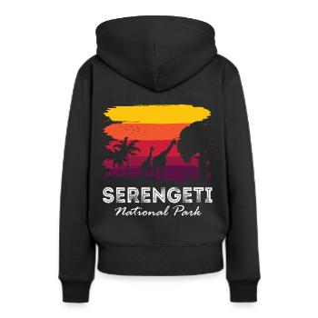 Serengeti Retro Nationalpark Afrika Giraffensafari - Frauen Premium Bio Hoodie - Schwarz - Hinten - Julia (174cm)