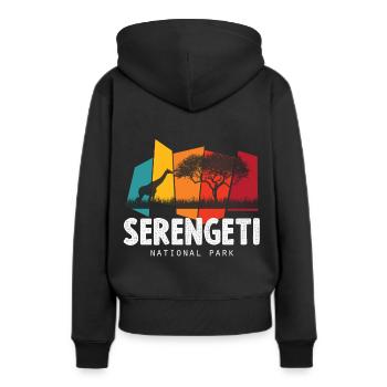 Serengeti-Safari-Nationalpark Afrika Savanne Giraf - Frauen Premium Bio Hoodie - Schwarz - Hinten - Julia (174cm)