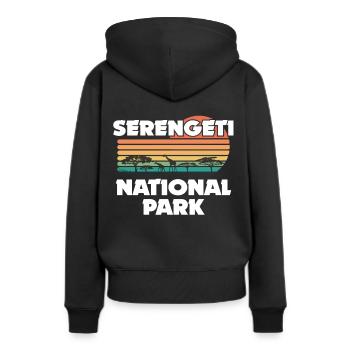 Nationalpark Serengeti Afrika Safari in der Savann - Frauen Premium Bio Hoodie - Schwarz - Hinten - Julia (174cm)