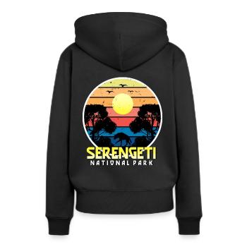 Afrika Safari Serengeti Nationalpark Tansania Sava - Frauen Premium Bio Hoodie - Schwarz - Hinten - Julia (174cm)
