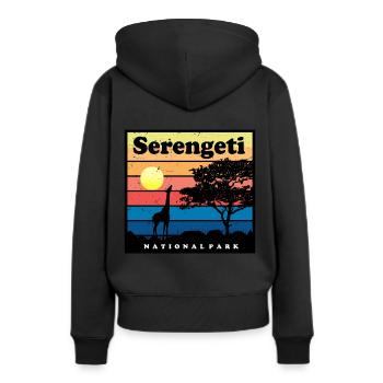 Safari-Giraffe Serengeti Africa National Park Tans - Frauen Premium Bio Hoodie - Schwarz - Hinten - Julia (174cm)