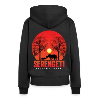 Wildtier-Safari im Rhino-Serengeti-Nationalpark be - Frauen Premium Bio Hoodie - Schwarz - Hinten - Julia (174cm)