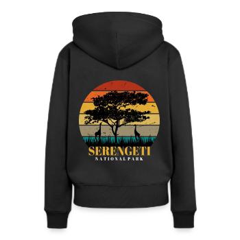 Giraffe Serengeti Safari Afrika Nationalpark Tansa - Frauen Premium Bio Hoodie - Schwarz - Hinten - Julia (174cm)