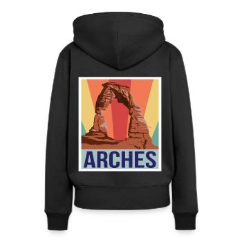 Arches Souvenir Nationalpark Moab Canyon Souvenir - Frauen Premium Bio Hoodie - Schwarz - Hinten - Julia (174cm)