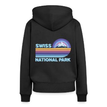 Parc National Suisse Neige Engadine Cam - Sweat à capuche Premium bio Femme - noir - Dos - Julia (174cm)