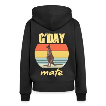 Kangourou G’day Outback Australie Marsupiaux Kangourou - Sweat à capuche Premium bio Femme - noir - Dos - Julia (174cm)