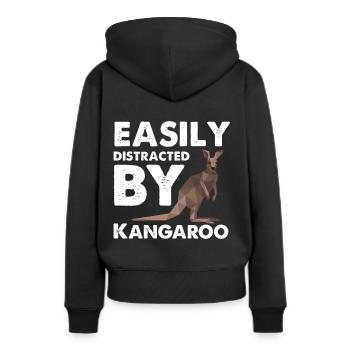 Distrait par Kangaroo Outback Australia Bag - Sweat à capuche Premium bio Femme - noir - Dos - Julia (174cm)