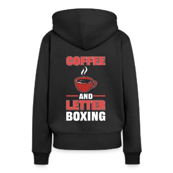 Lettrage de café et de boîte aux lettres - Sweat à capuche Premium bio Femme - noir - Dos - Julia (174cm)