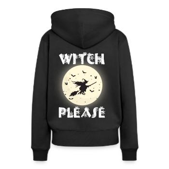 Hexen-Halloween-Party-Fledermausbiss-Albtraum Fröh - Frauen Premium Bio Hoodie - Schwarz - Hinten - Julia (174cm)