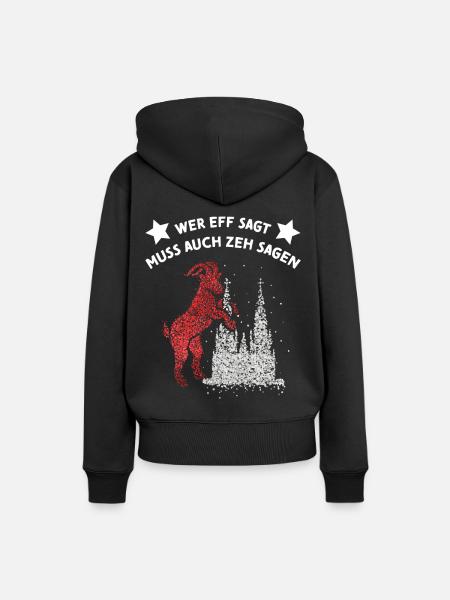 Kölner Dom Rot Weiss Rut Wies Fussball Karnevalist - Frauen Premium Bio Hoodie - Schwarz
