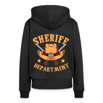 Sheriff Department Cowboyhut Revolver Sheriffstern - Frauen Premium Bio Hoodie - Schwarz - Hinten - Julia (174cm)