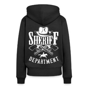 Sheriff Cowboy Pistols Sheriff Star Badge Costume - Sweat à capuche Premium bio Femme - noir - Dos - Julia (174cm)