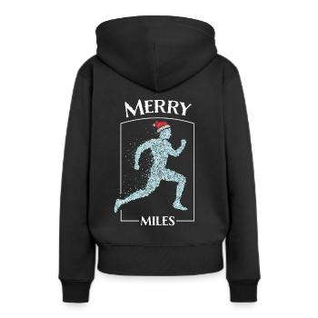 Joggen Jogger Laufen Nikolausmütze Weihnachtszeit - Frauen Premium Bio Hoodie - Schwarz - Hinten - Julia (174cm)
