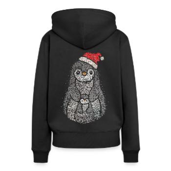 Pingouin Mama Mère Tenue de Noël Chapeau de Père Noël - Sweat à capuche Premium bio Femme - noir - Dos - Julia (174cm)