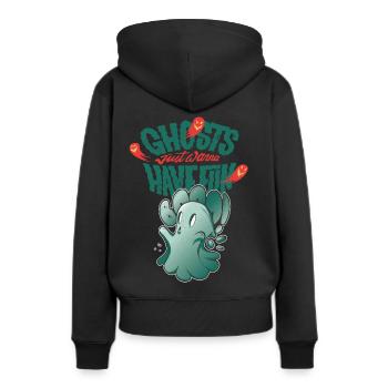 Geist will nur Spaß haben Halloween-Party-Albtraum - Frauen Premium Bio Hoodie - Schwarz - Hinten - Julia (174cm)