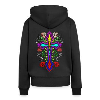 Day Of The Dead Cross Dia De Los Muertos - Frauen Premium Bio Hoodie - Schwarz - Hinten - Julia (174cm)