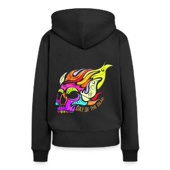 Colorful Flaming Skull For Day Of The Dead - Frauen Premium Bio Hoodie - Schwarz - Hinten - Julia (174cm)