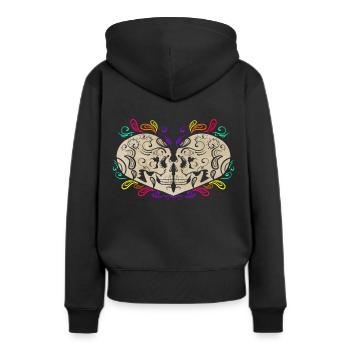 Two Sugar Skulls Forming Heart Day Of The Dead - Frauen Premium Bio Hoodie - Schwarz - Hinten - Julia (174cm)