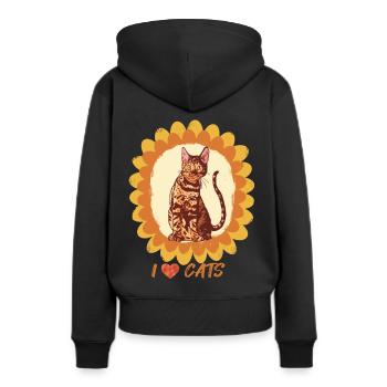 Tournesol Bengal Chat Amour Chats Chat et Chat - Sweat à capuche Premium bio Femme - noir - Dos - Julia (174cm)