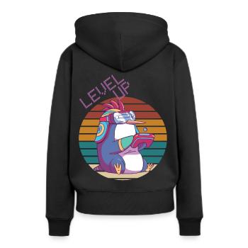 Niveau supérieur Gamer Retro Jeux vidéo Retro Gaming Peng - Sweat à capuche Premium bio Femme - noir - Dos - Julia (174cm)