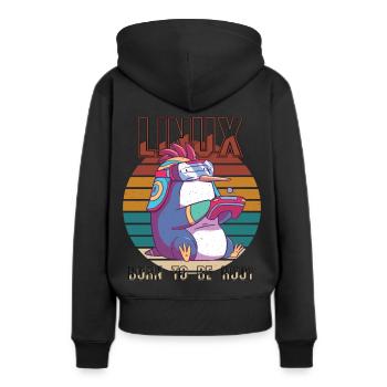 Linux Gamer Born To Be Root Cool Penguin Nerd Prog - Sweat à capuche Premium bio Femme - noir - Dos - Julia (174cm)