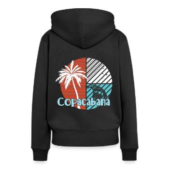 Copacabana Palmiers Vagues d’été Soleil Brésil Ri - Sweat à capuche Premium bio Femme - noir - Dos - Julia (174cm)