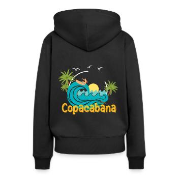 Vacances en bord de mer Copacabana Palms Summer Waves Brasi - Sweat à capuche Premium bio Femme - noir - Dos - Julia (174cm)