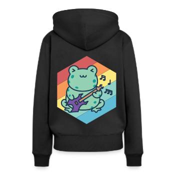 Netter Gitarrist-Frosch-Gitarren-Rockgitarren-Musi - Frauen Premium Bio Hoodie - Schwarz - Hinten - Julia (174cm)