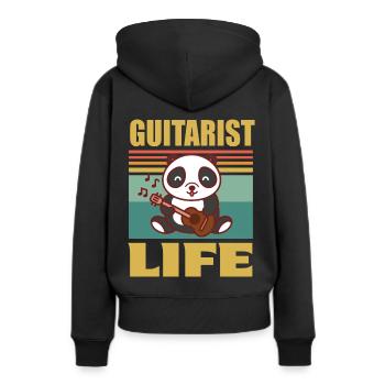 Gitarre Niedlicher Panda-Gitarrist Rockgitarren-Gi - Frauen Premium Bio Hoodie - Schwarz - Hinten - Julia (174cm)