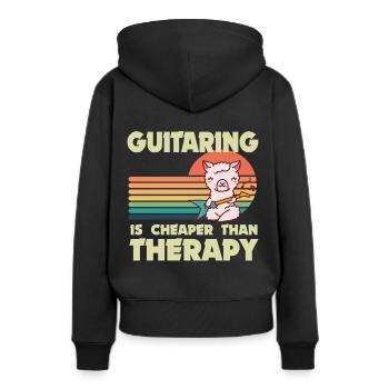 Gitarrist Lama Rockgitarre Gitarrist Musiker Gitar - Frauen Premium Bio Hoodie - Schwarz - Hinten - Julia (174cm)