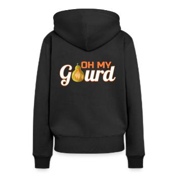 Logo Oh My Gourd pour Happy Thanksgiving - Sweat à capuche Premium bio Femme - noir - Dos - Julia (174cm)