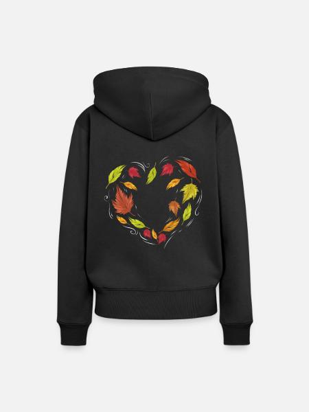 Autumn Leaves Forming Heart For Thanksgiving - Frauen Premium Bio Hoodie - Schwarz