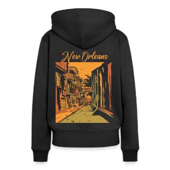 Nouvelle-Orléans Louisiane Souvenir Bourbon Street - Sweat à capuche Premium bio Femme - noir - Dos - Julia (174cm)