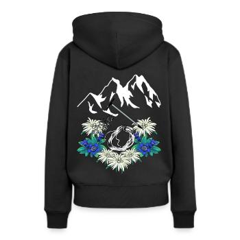 Alpes tyroliennes Gentiane Edelweiss Alpinistes Escalade - Sweat à capuche Premium bio Femme - noir - Dos - Julia (174cm)