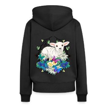 Début du printemps Agneau Moutons Joyeuses Pâques Nature - Sweat à capuche Premium bio Femme - noir - Dos - Julia (174cm)