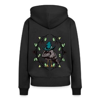 Début du printemps Corbeau Sleepy Hat Spring - Sweat à capuche Premium bio Femme - noir - Dos - Julia (174cm)