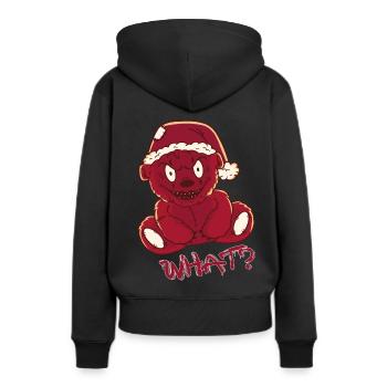 Lustiger Weihnachts-Teddy-Albtraum Was? Mörderisch - Frauen Premium Bio Hoodie - Schwarz - Hinten - Julia (174cm)
